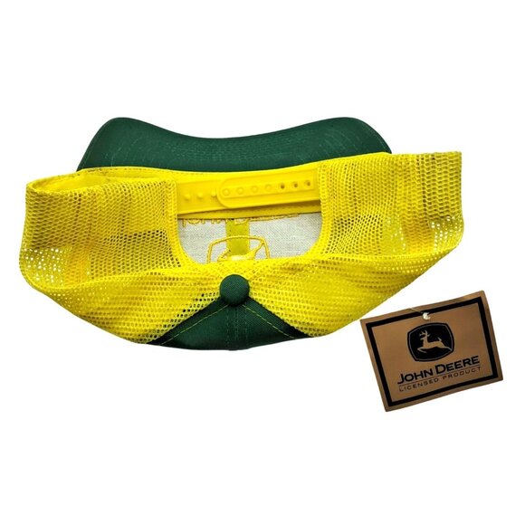 John Deere Trucker Hat Adjustable Snapback Green Yellow Logo Mesh MPC Farmer Cap - Picture 6 of 13